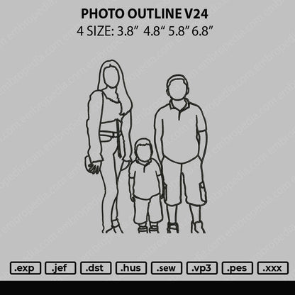 Photo Outline V24 Embroidery File 4 size
