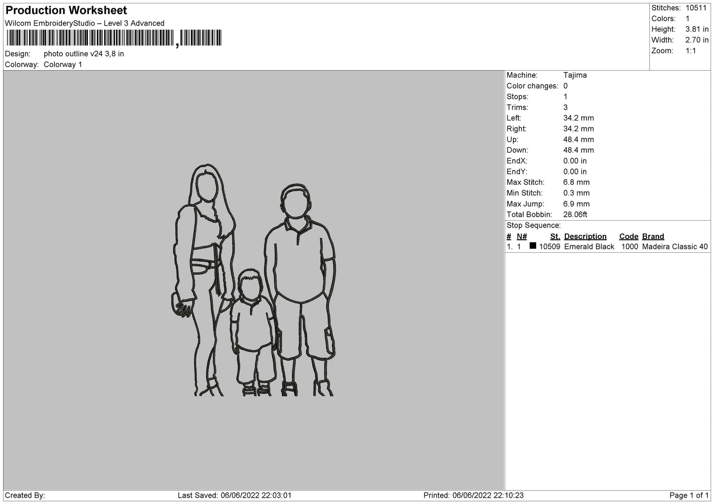 Photo Outline V24 Embroidery File 4 size