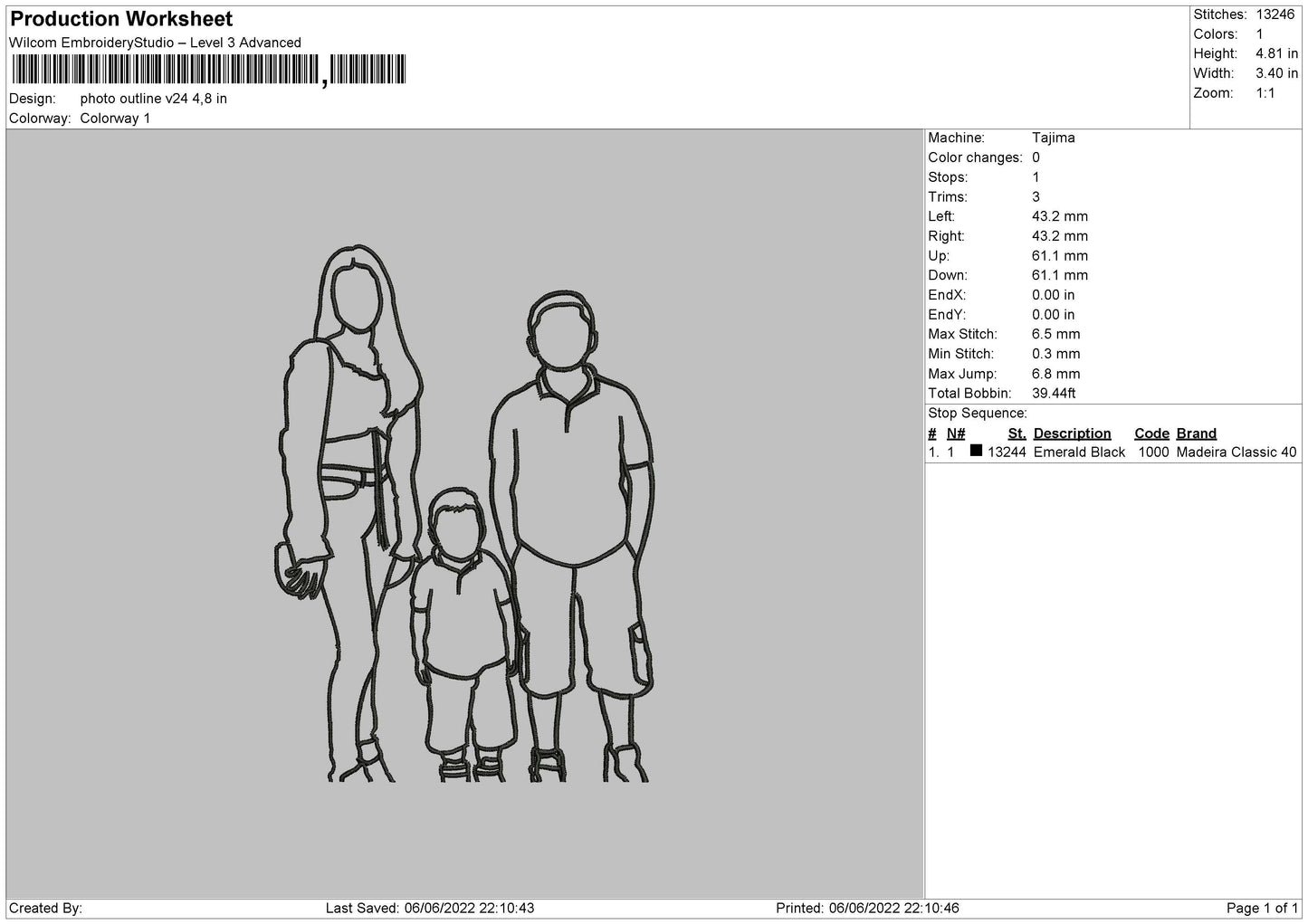 Photo Outline V24 Embroidery File 4 size