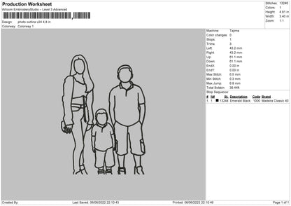 Photo Outline V24 Embroidery File 4 size