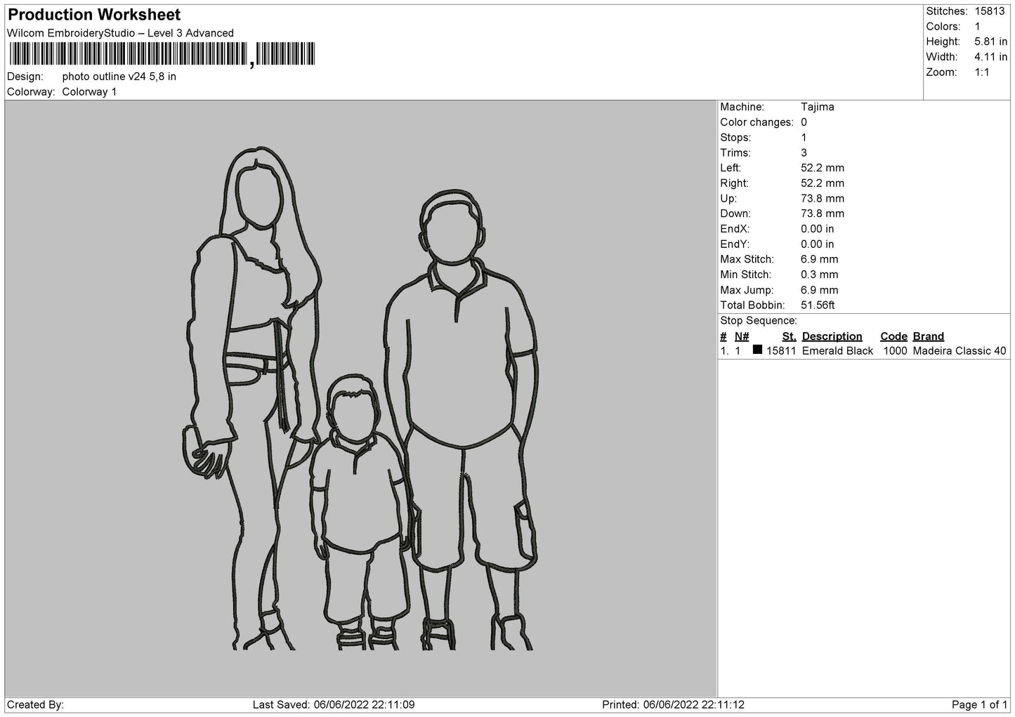 Photo Outline V24 Embroidery File 4 size