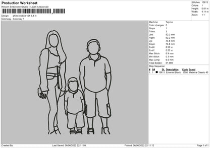 Photo Outline V24 Embroidery File 4 size