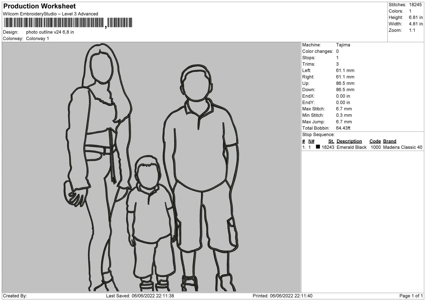 Photo Outline V24 Embroidery File 4 size