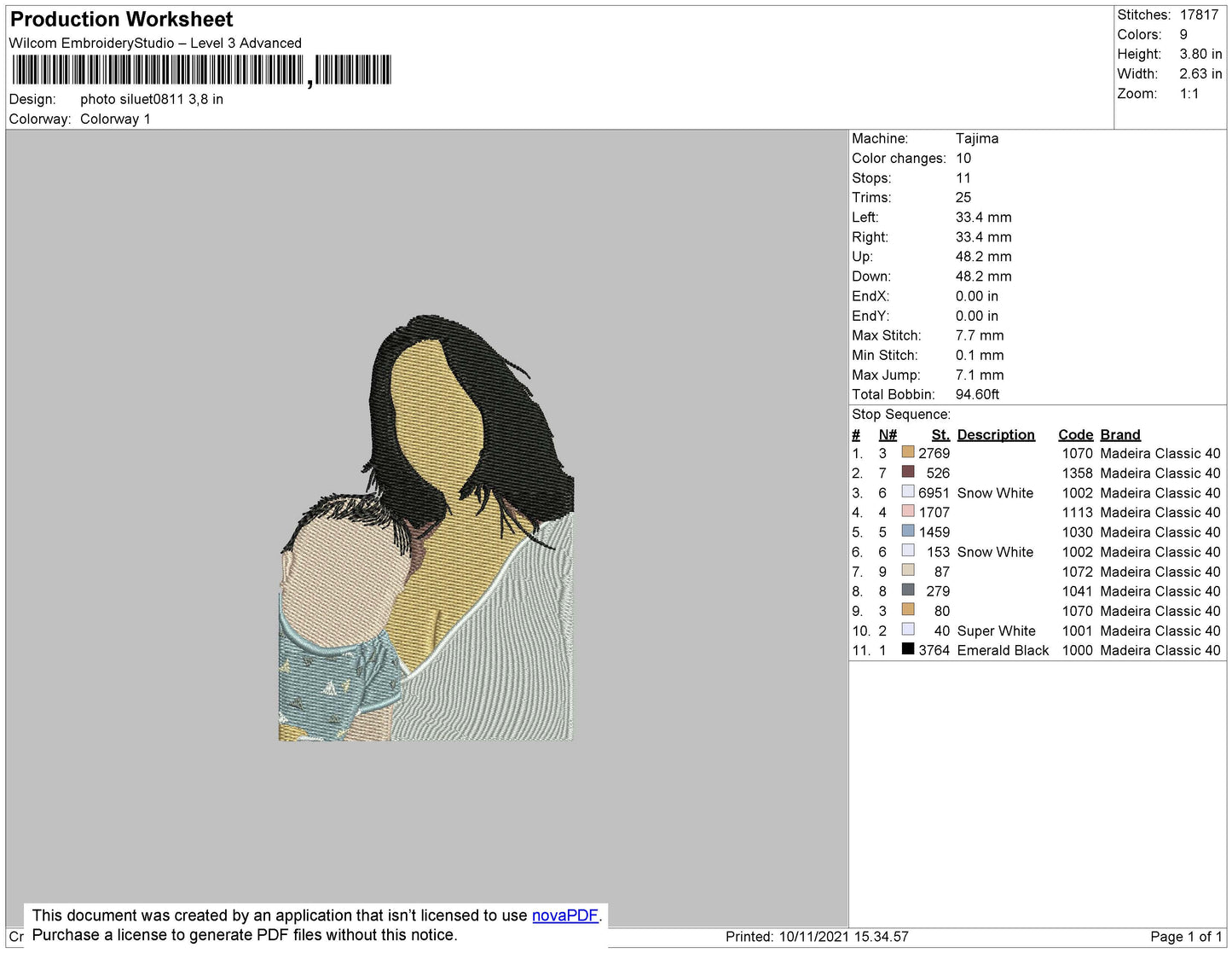 Photo Cartoonize 0811 Embroidery File 4 size