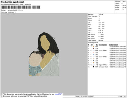 Photo Cartoonize 0811 Embroidery File 4 size