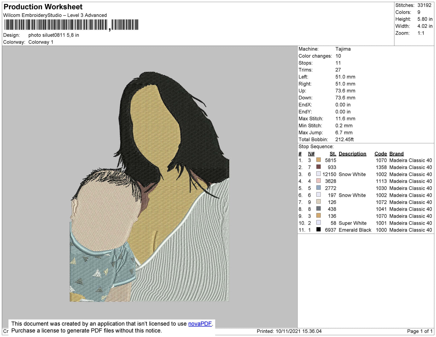 Photo Cartoonize 0811 Embroidery File 4 size