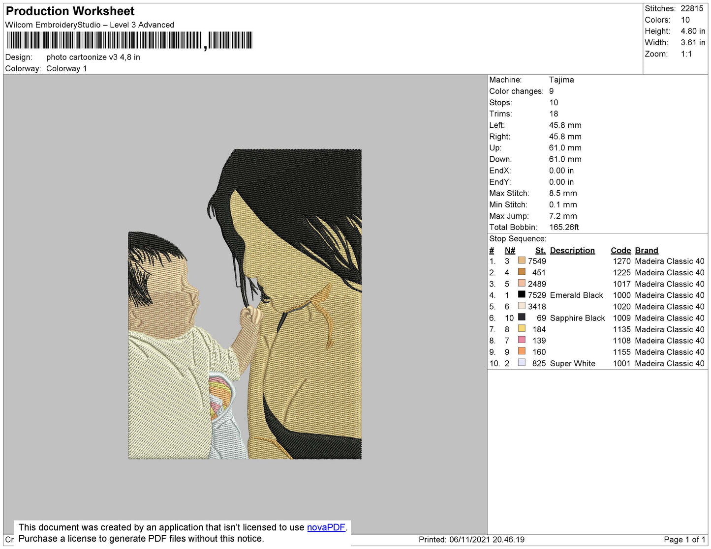 Photo Cartoonize V3 Embroidery File 4 size