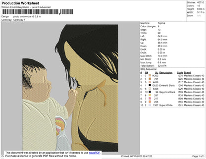 Photo Cartoonize V3 Embroidery File 4 size