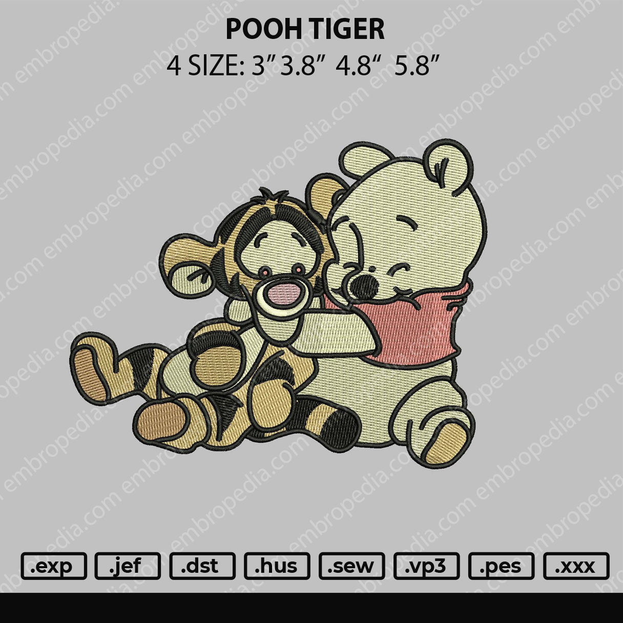 Pooh Tiger Embroidery File 4 size