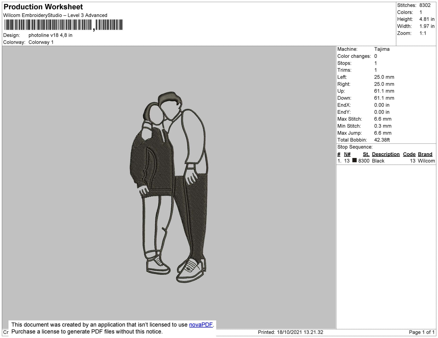 Photo Outline V18 Embroidery File 4 size
