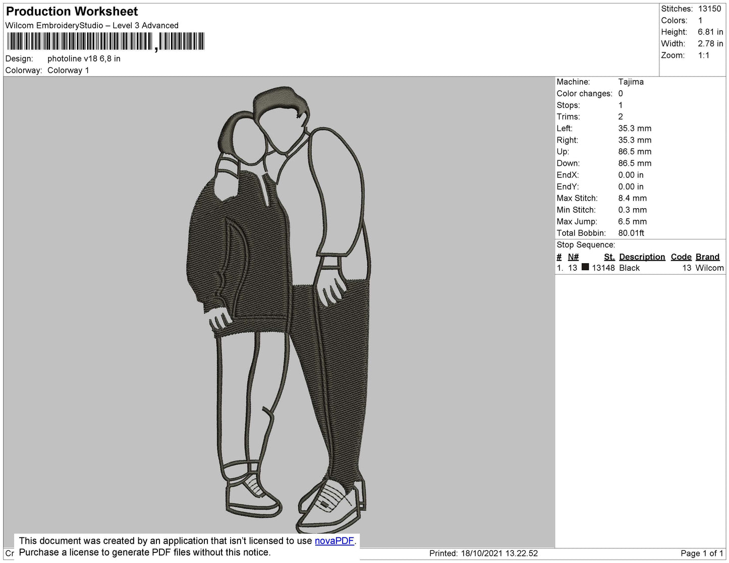 Photo Outline V18 Embroidery File 4 size