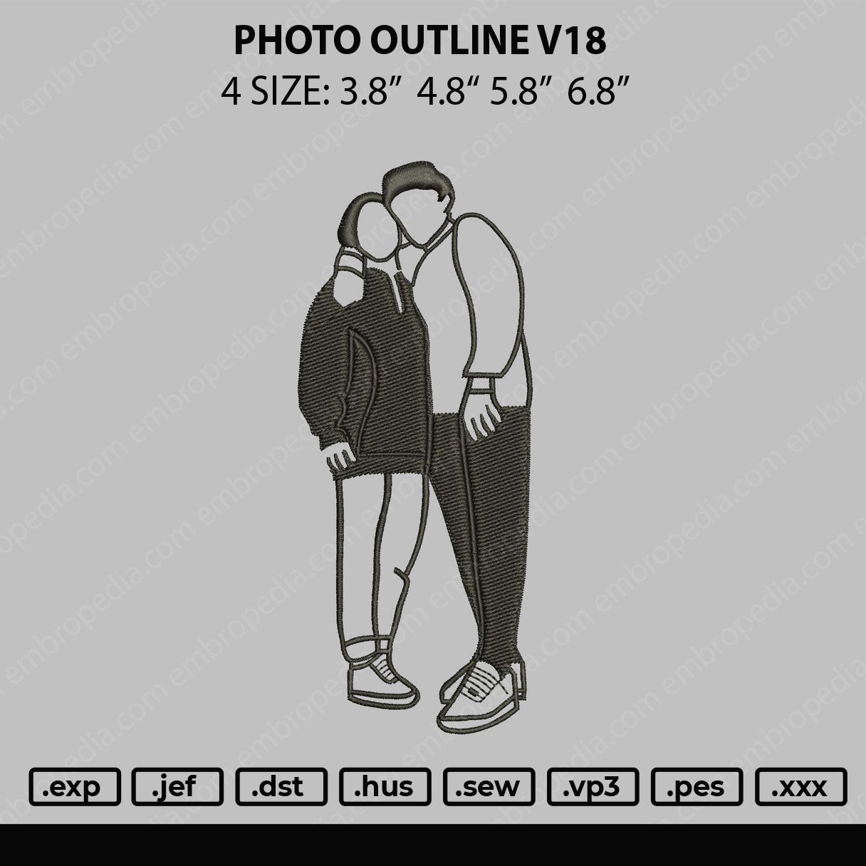 Photo Outline V18 Embroidery File 4 size