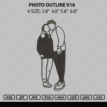 Photo Outline V18 Embroidery File 4 size