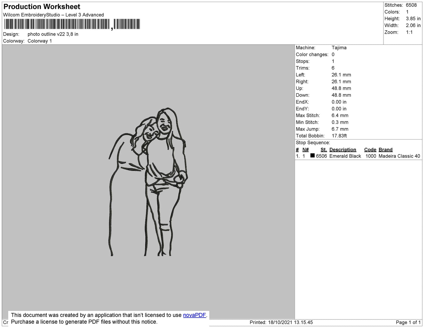 Photo Outline V22 Embroidery File 4 size