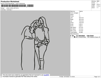 Photo Outline V22 Embroidery File 4 size