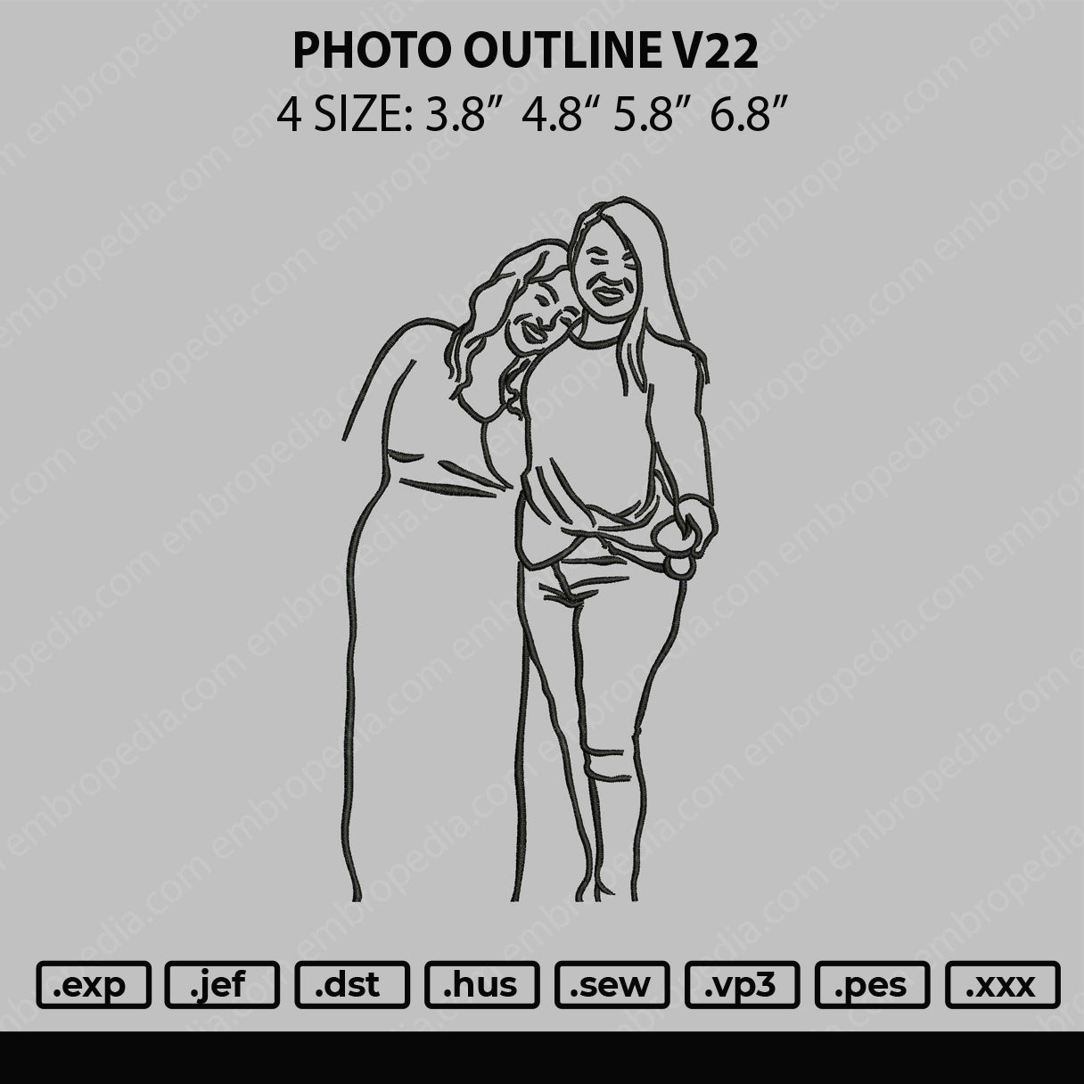 Photo Outline V22 Embroidery File 4 size