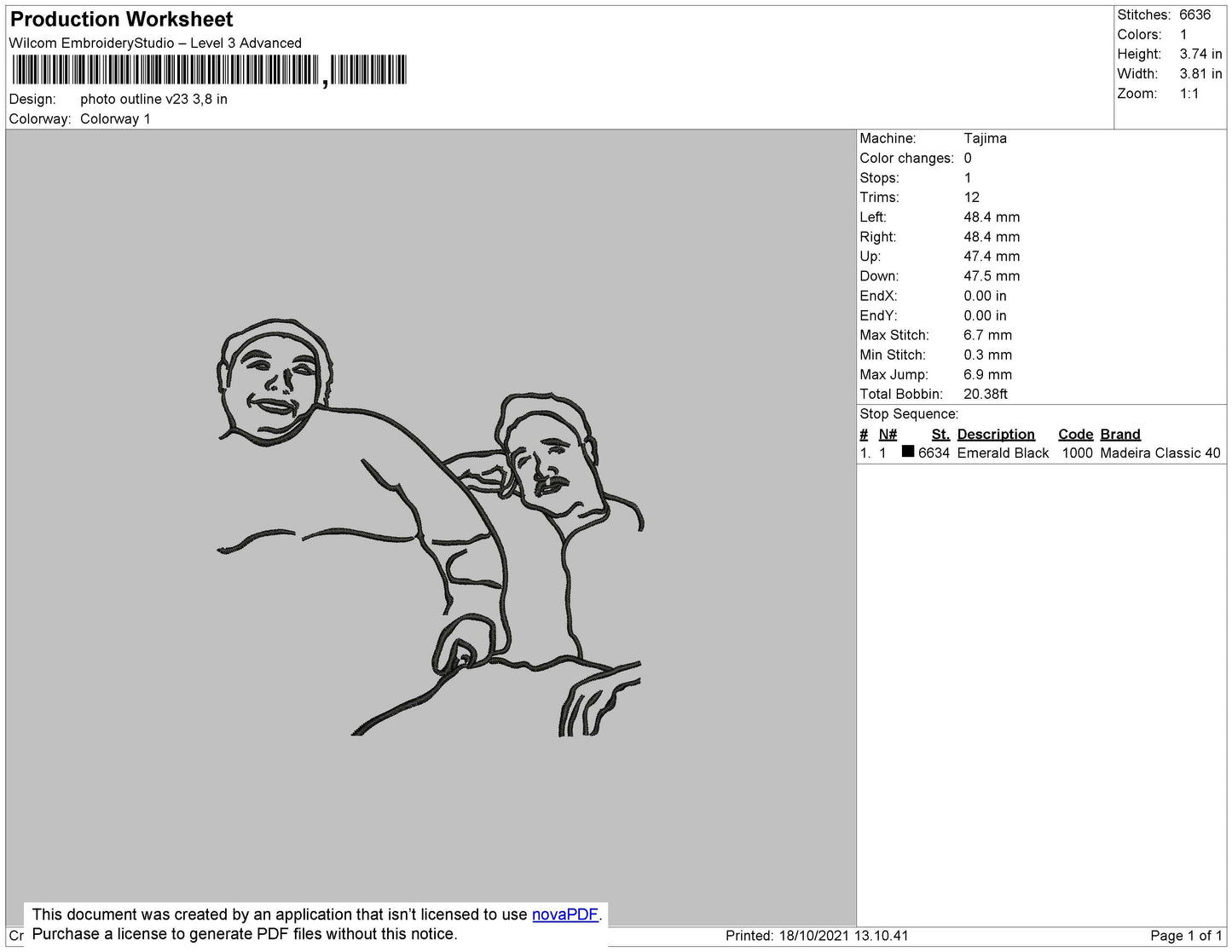 Photo Outline V23 Embroidery File 4 size