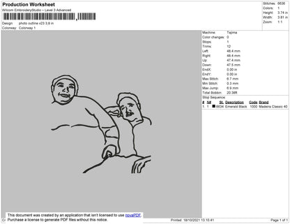 Photo Outline V23 Embroidery File 4 size