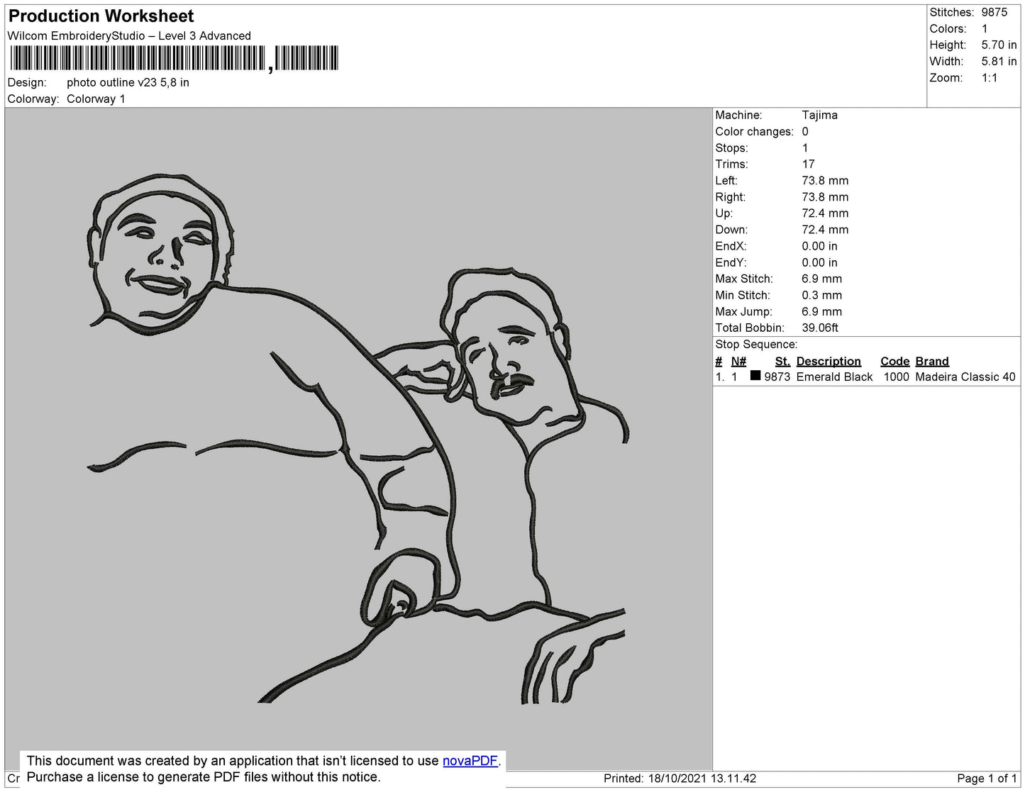 Photo Outline V23 Embroidery File 4 size