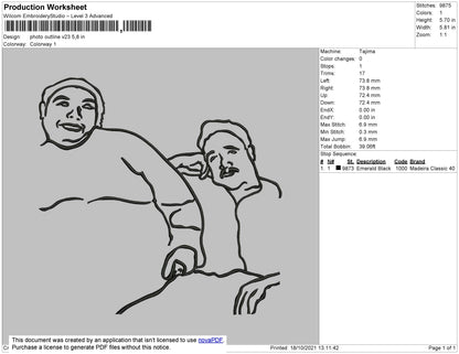 Photo Outline V23 Embroidery File 4 size