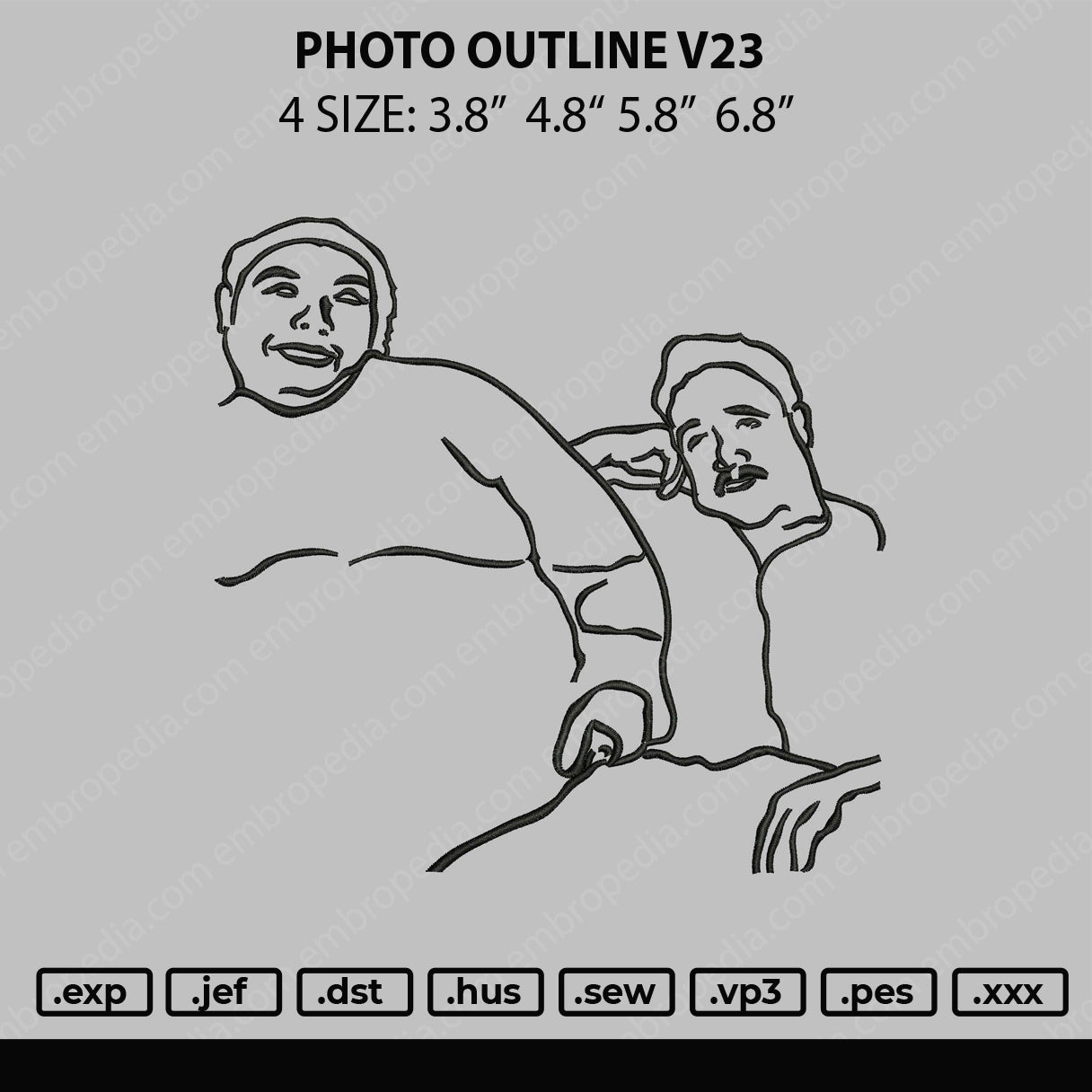 Photo Outline V23 Embroidery File 4 size