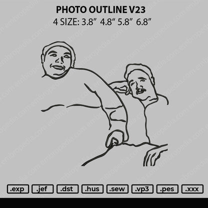 Photo Outline V23 Embroidery File 4 size