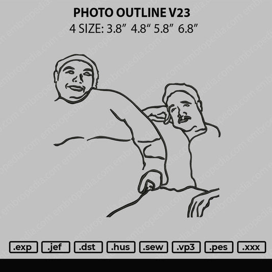 Photo Outline V23 Embroidery File 4 size