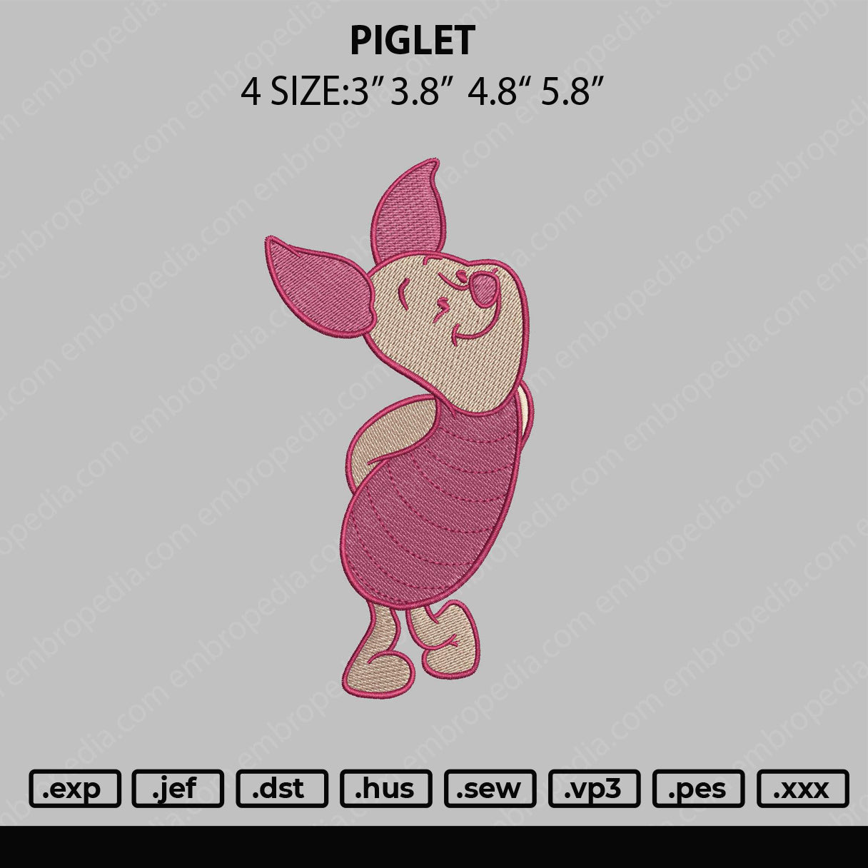 Piglet Embroidery File 4 size