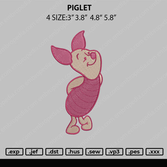 Piglet Embroidery File 4 size
