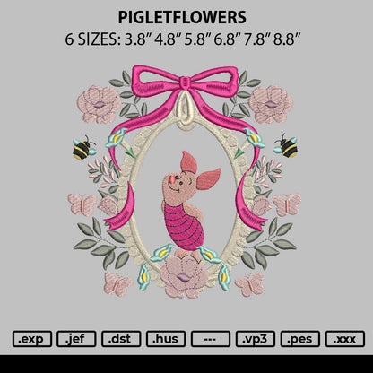 Pigletflowers Embroidery File 6 sizes