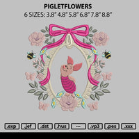 Pigletflowers Embroidery File 6 sizes