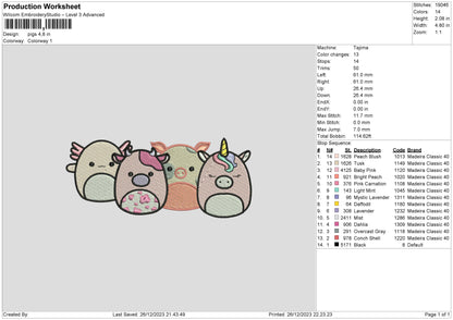 Pigs Embroidery File 6 sizes