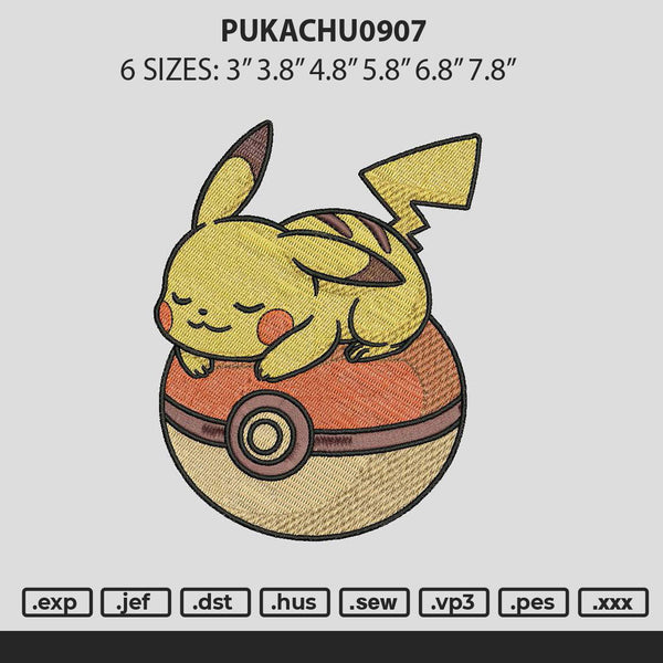 Pikachu0907 Embroidery File 6 sizes