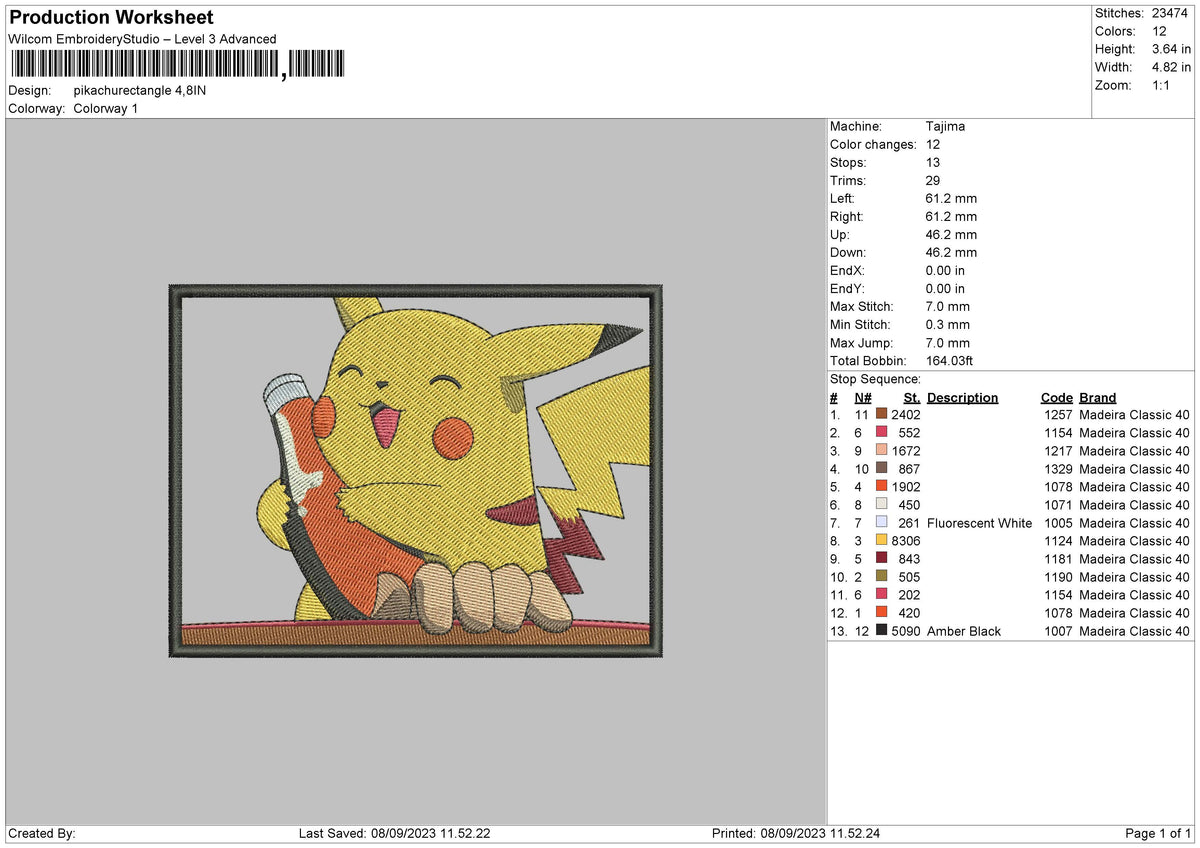 Pikachu Rectangle Embroidery File 6 sizes – Master Digitizer
