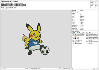 Pikachu03 Embroidery File 6 sizes
