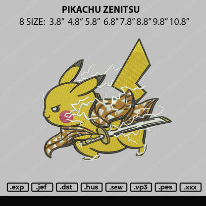 Pikachu Zenitsu Embroidery File 8 size