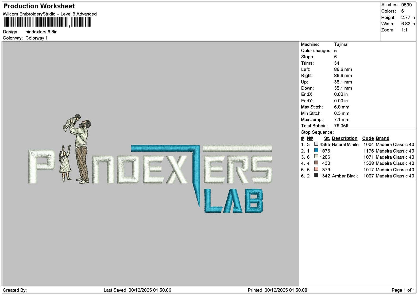 Pindextext Embroidery File 6 sizes