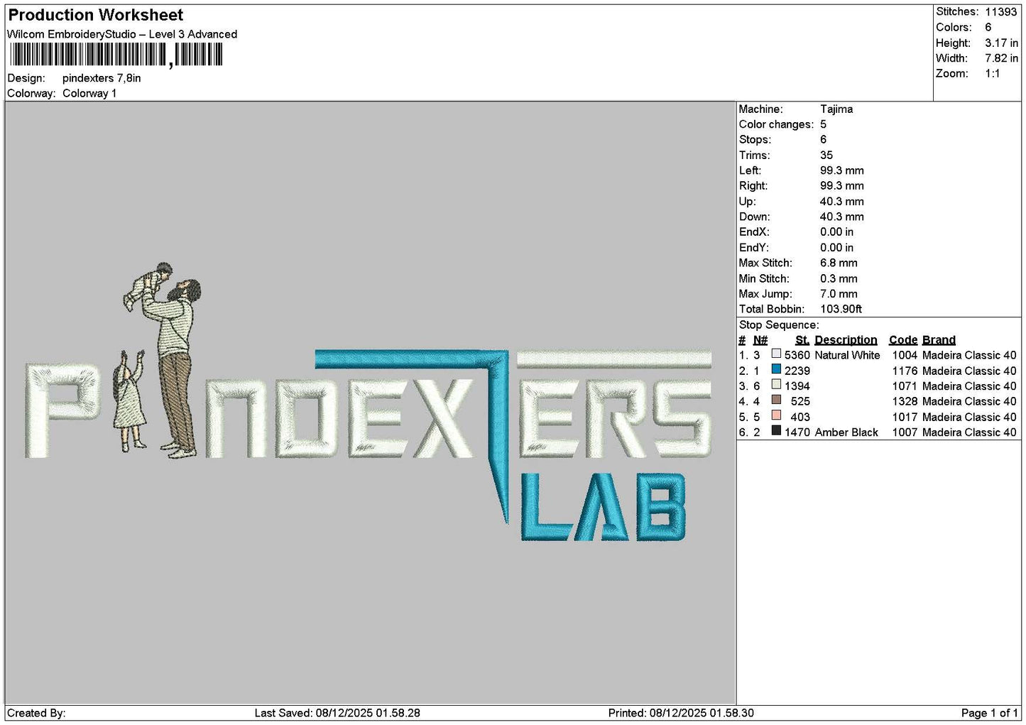 Pindextext Embroidery File 6 sizes