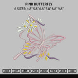 Pink Buttefly Embroidery File 6 sizes