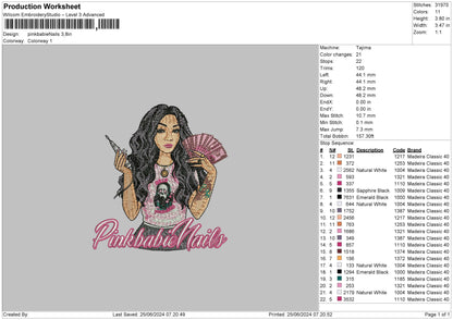 Nails Pink Embroidery File 6 sizes