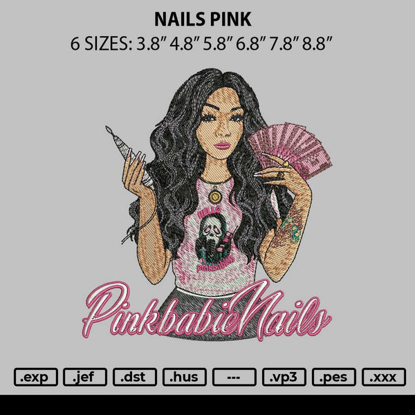 Nails Pink Embroidery File 6 sizes