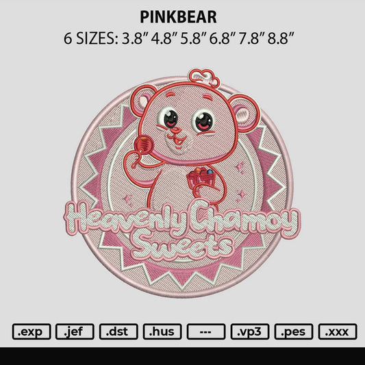 PinkBear Embroidery File 6 sizes