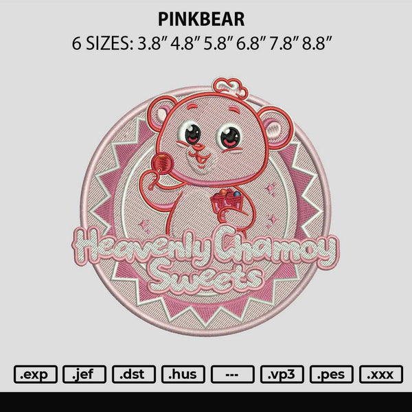 PinkBear Embroidery File 6 sizes