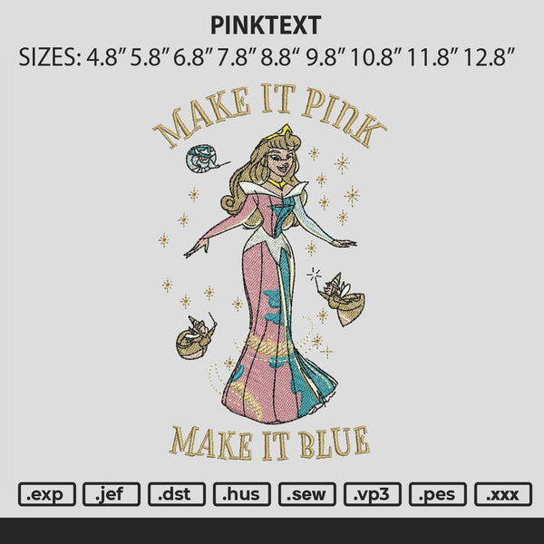 Pinktext 01 Embroidery File 6 sizes