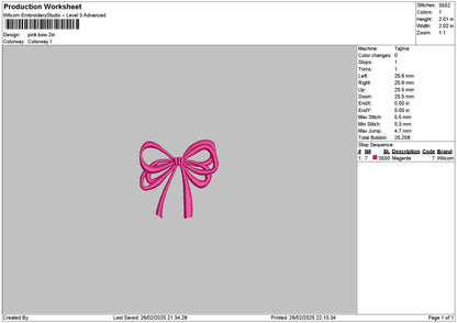 Pinkbow 2602 Embroidery File 6 sizes