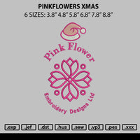 Pinkflowers Xmas Embroidery File 6 sizes