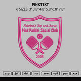 Pink Text Embroidery File 6 sizes