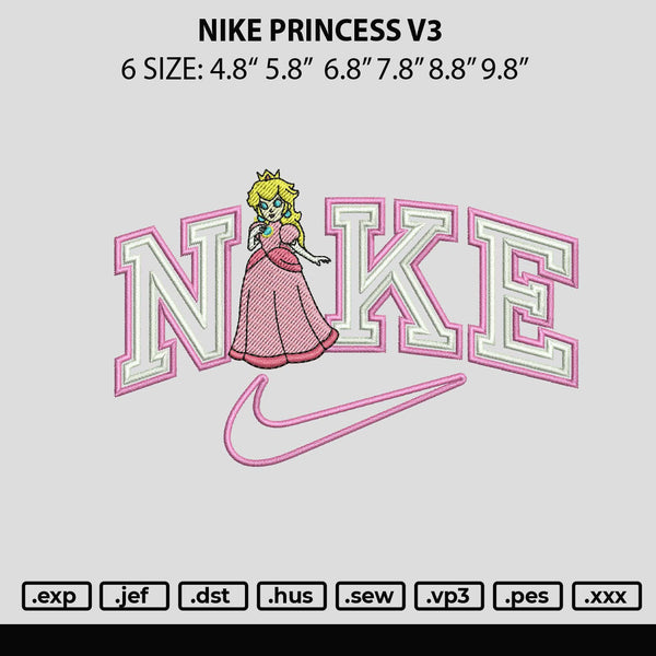Nike Princess V3 Embroidery File 6 sizes