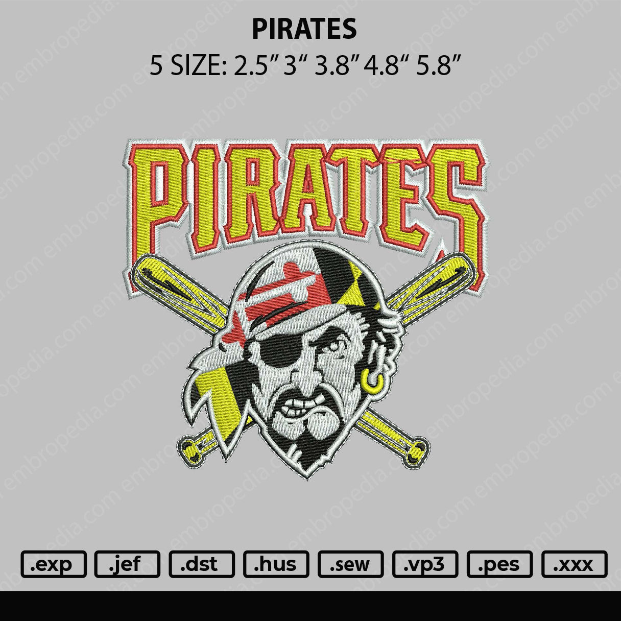 Pirates Embroidery File 5 sizes