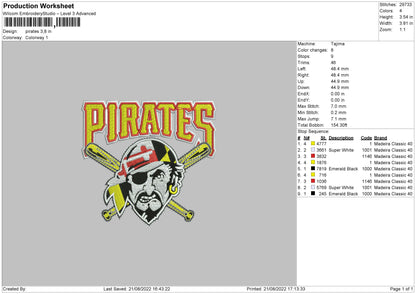 Pirates Embroidery File 5 sizes
